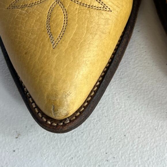 Justin Boots Men's Size 9 Cowboy Western Blonde Leather Embroidered made in USA - Picture 15 of 16